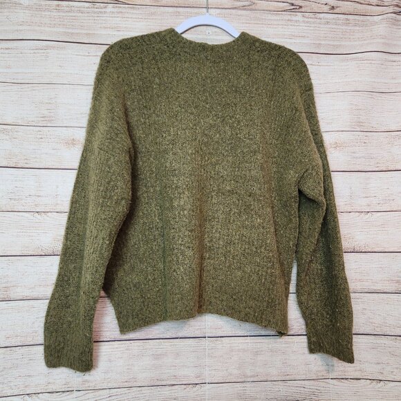 Madewell Sweater Women's M Hunter Green Wool Camel Hair Blend Crewneck Pullover - Picture 9 of 13